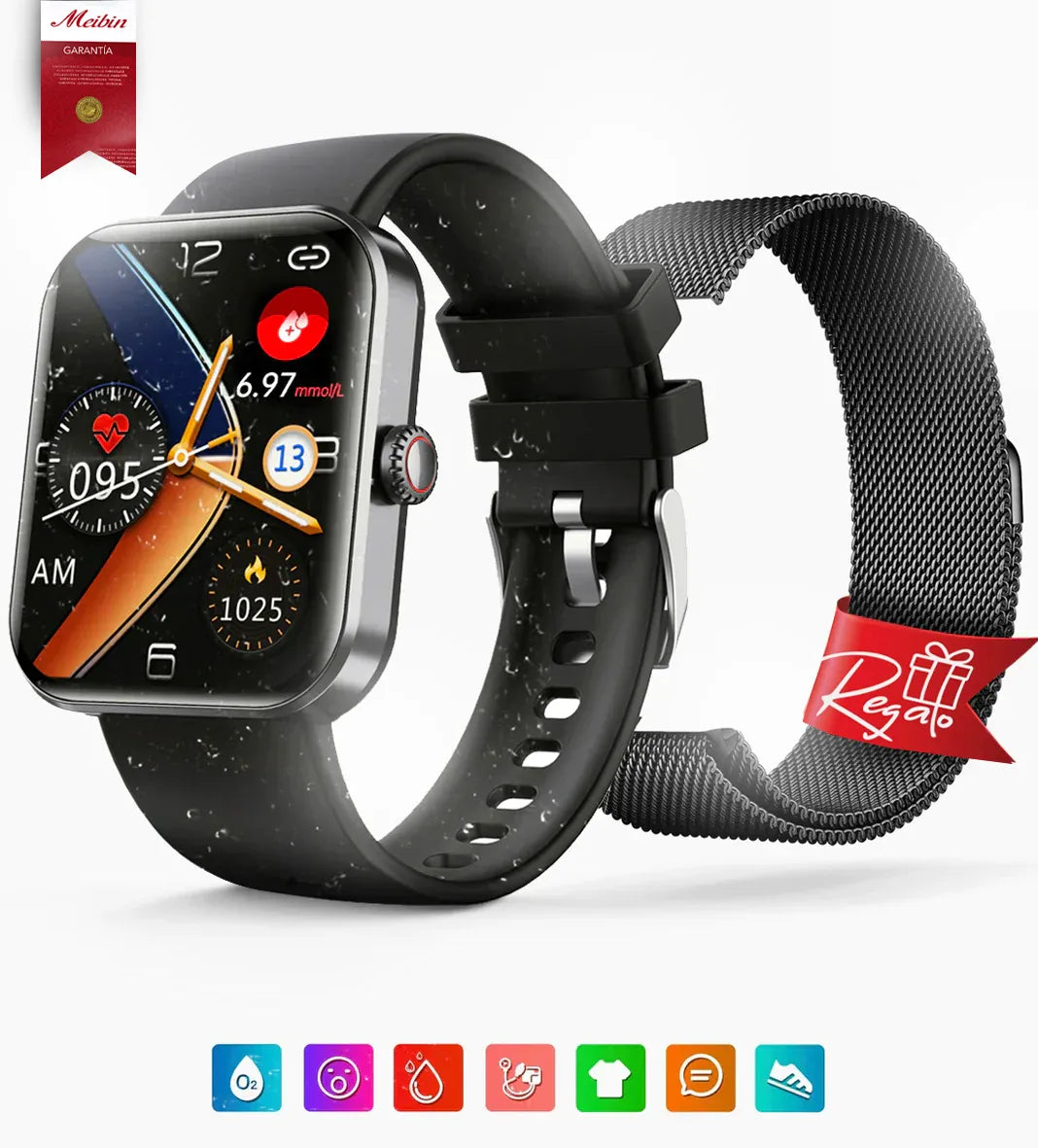 Reloj inteligente™ de control de glucosa en sangre sin dolor + correa de acero gratuita